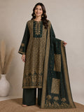 Bottle Green Jacquard Silk Unstitched Suit Material