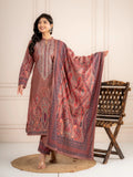 Fawn Printed Wool Blend Suit Set with Paisley Dupatta