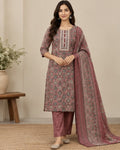 Dusty Rose Printed Salwar Kurta Dupatta Set