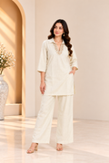 Ivory Silk Blend Embellished Co-Ord Set for Women