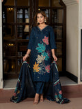 Blue floral printed Kurta Set.