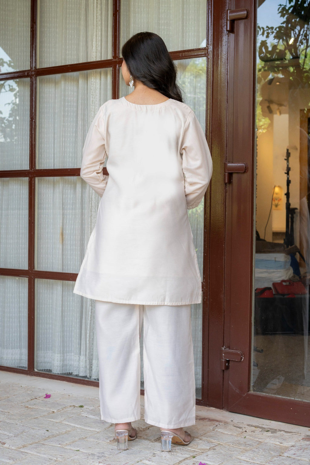 Beige Embroidered Co-Ord Set