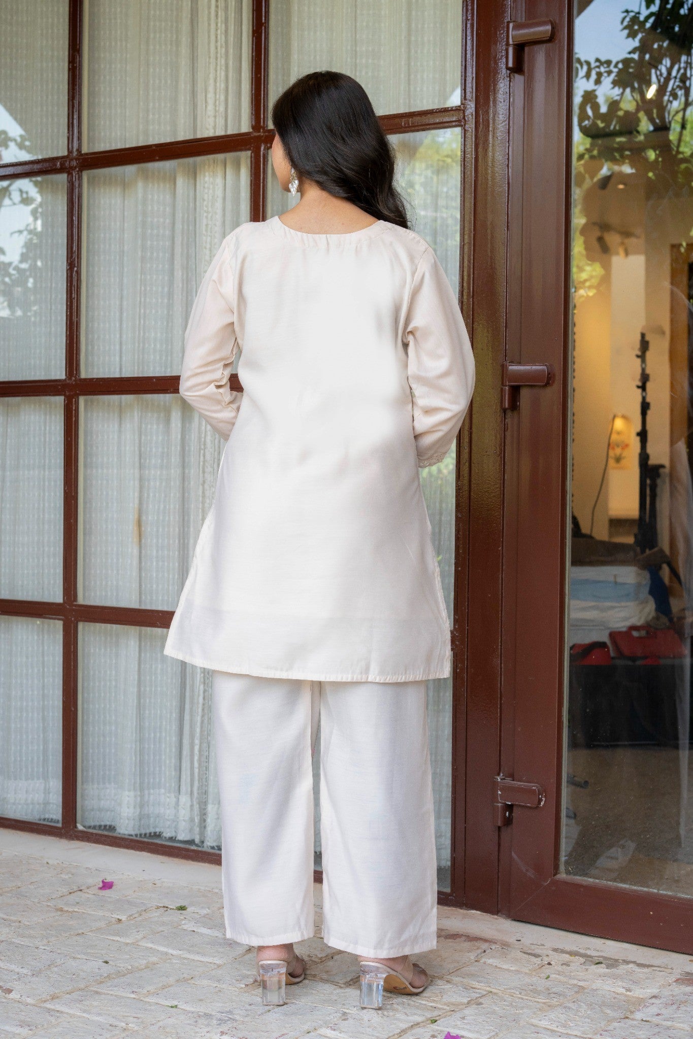 Beige Embroidered Co-Ord Set