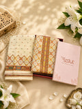 Cream Jacquard Style Unstitched Suit Set