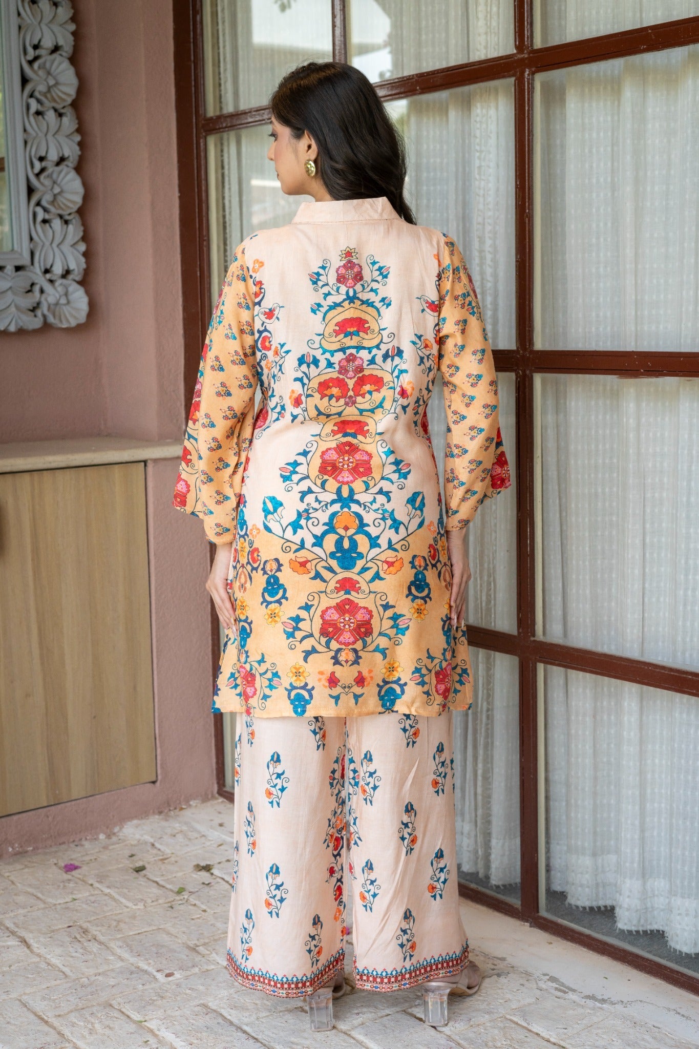 Peach Floral Printed Co-Ord Set for Women HSDAACSKN000006