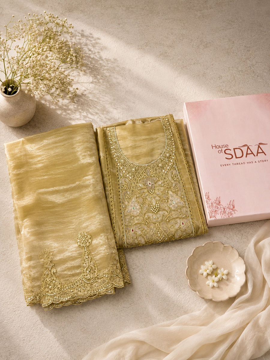 Gold Jay Silk Unstitched Suit Set