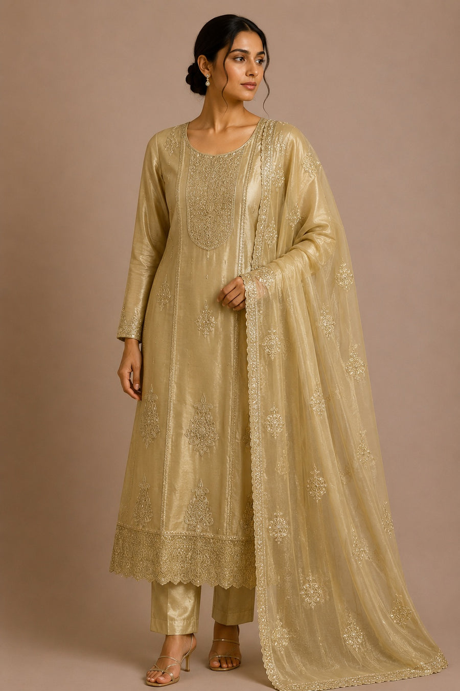 Gold Jay Silk Unstitched Suit Set