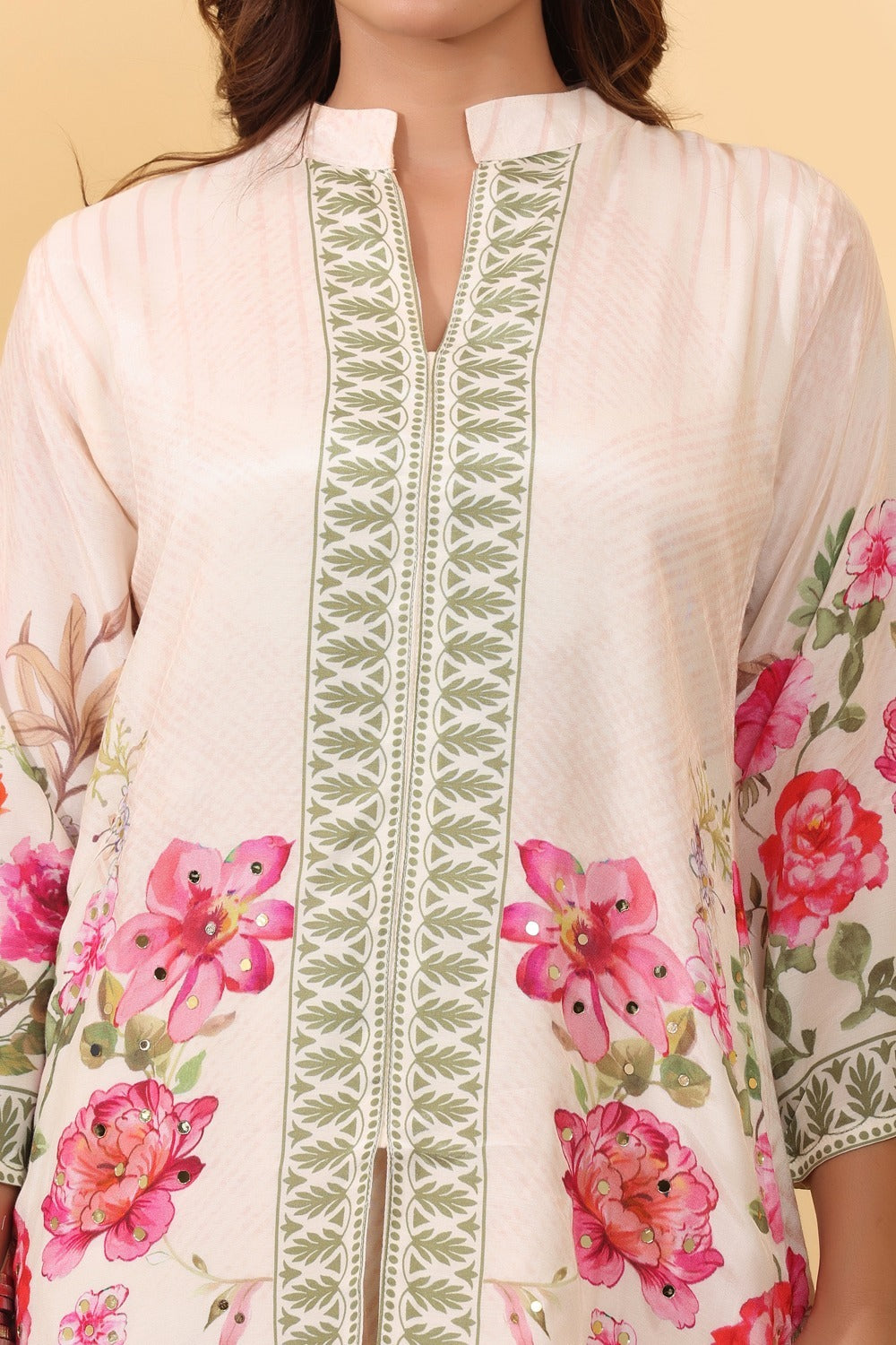 Ivory Floral Printed Co-Ord Set for Women HSDAACSKN000015