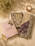 Cream & Purple Embroidered Tissue Silk Unstitched Dress Material