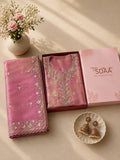 Mauve Pink Chanderi Silk Embroidered Unstitched Suit Set