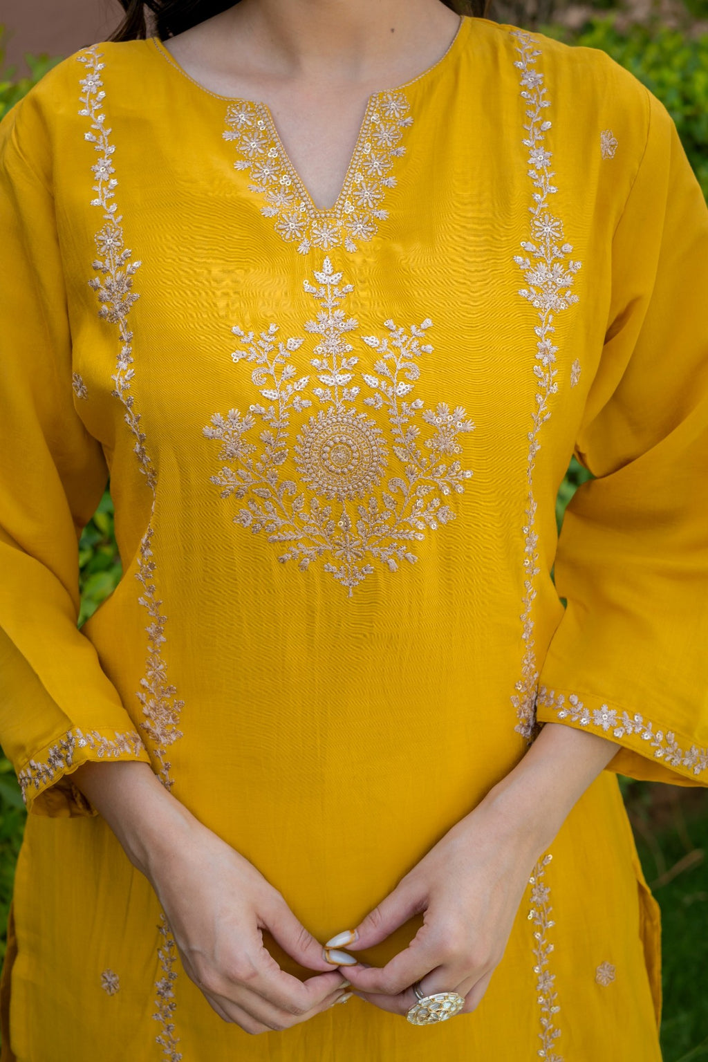 Mustard Embroidered Co-Ord Set HSDAACSTP000003