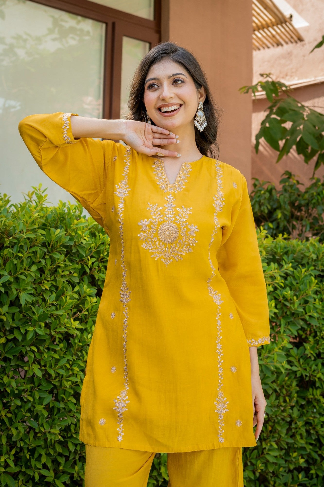 Mustard Embroidered Co-Ord Set HSDAACSTP000003