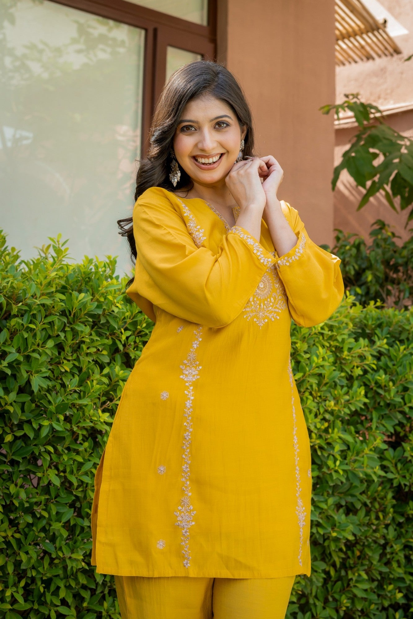 Mustard Embroidered Co-Ord Set HSDAACSTP000003