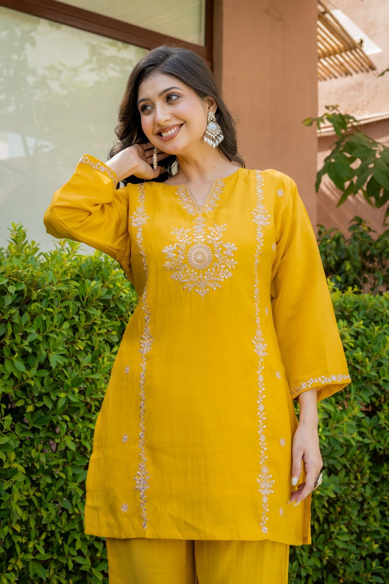 Mustard Embroidered Co-Ord Set HSDAACSTP000003