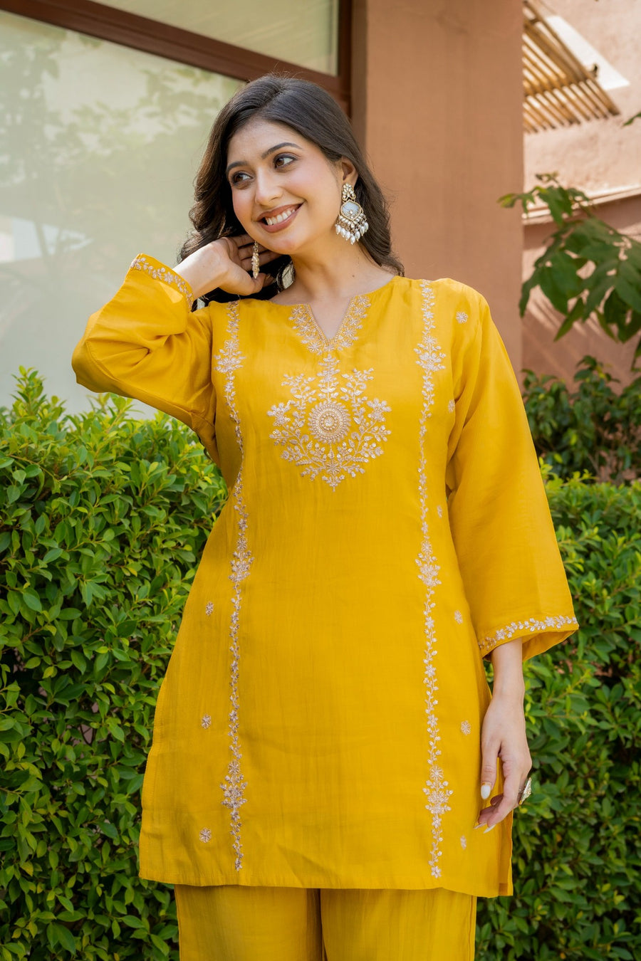 Mustard Embroidered Co-Ord Set HSDAACSTP000003