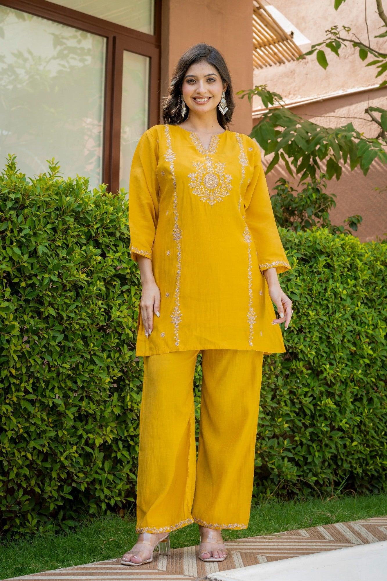 Mustard Embroidered Co-Ord Set HSDAACSTP000003