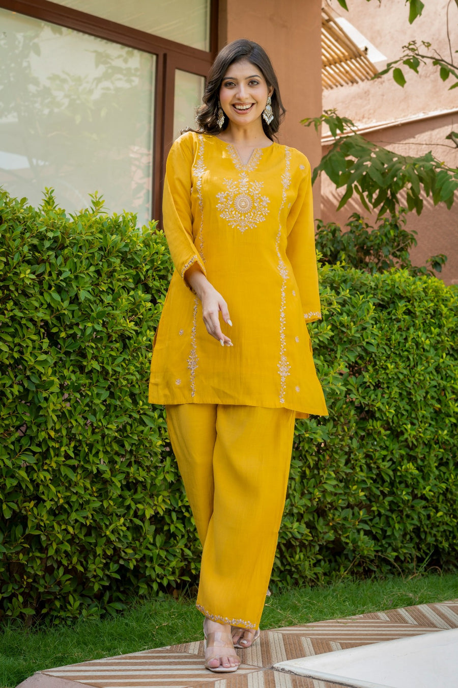 Mustard Embroidered Co-Ord Set HSDAACSTP000003