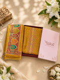 Mustard Jacquard Silk Unstitched Suit Set