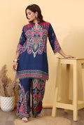 Navy Blue Paisley Printed Co-Ord Set for Women HSDAACSKN000010