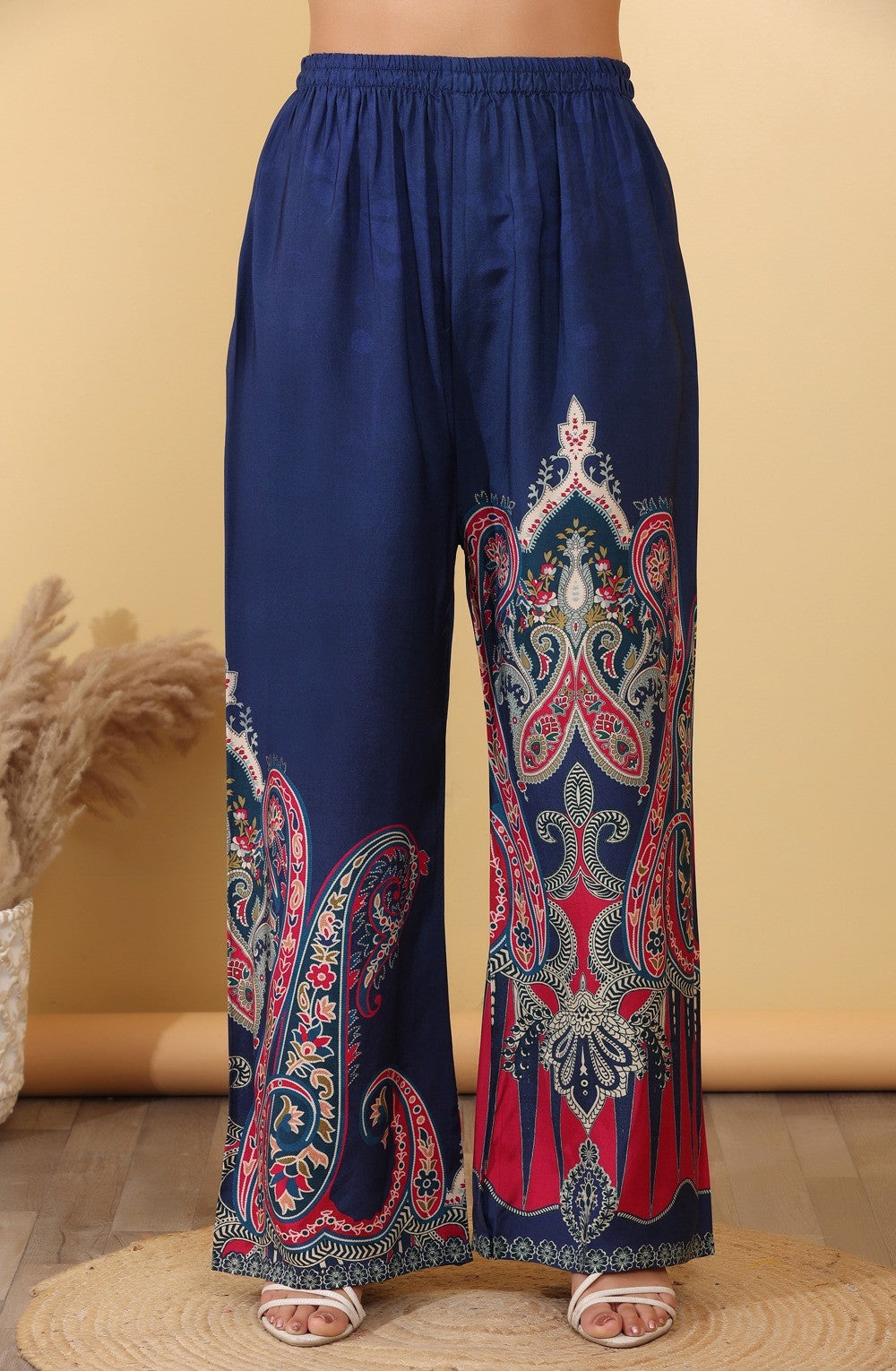 Navy Blue Paisley Printed Co-Ord Set for Women HSDAACSKN000010