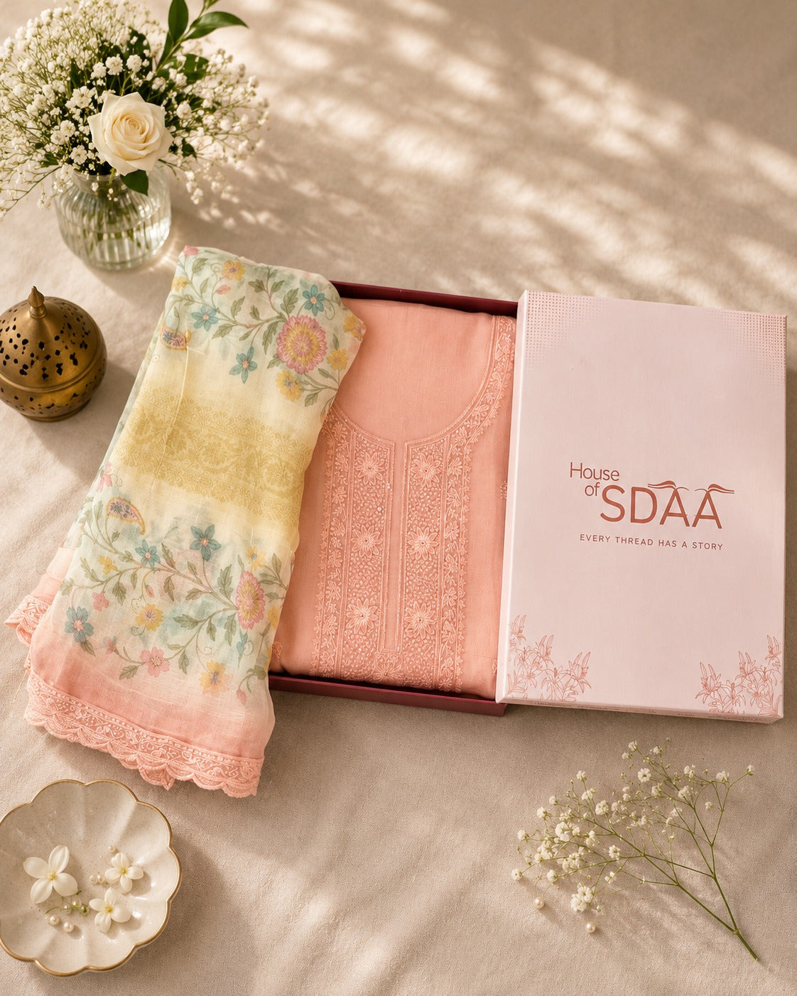 Pink Muslin Unstitched Suit Set