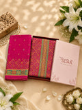 Pink Jacquard Silk Unstitched Suit Set