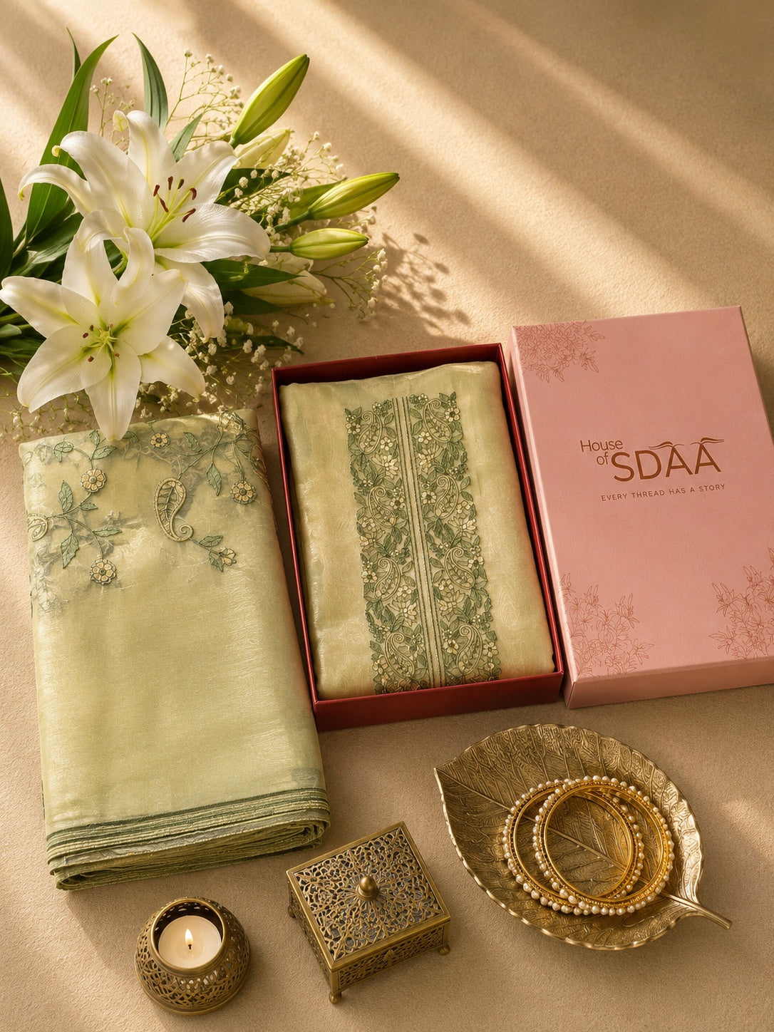 Green Mulberry Silk Unstitched Suit Set