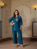 Teal Embroidered Co-Ord Set for Women HSDAACSTP000005