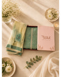 Green Kanchi Silk Unstitched Dress Material with Printed Organza Dupatta