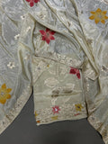 Ivory Tissue Silk Unstitched Dress Material