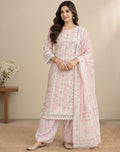 Peach Floral Printed Cotton Blend Salwar Kurta Dupatta Set