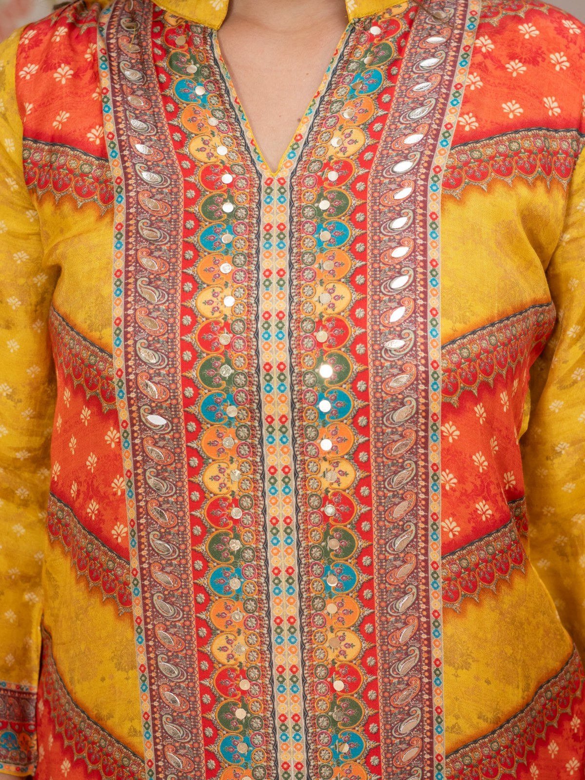 Mustard Printed Co-Ord Set for Women Ethnic Kurta & Palazzo Set