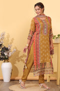 Ochre Roman Silk Printed & Embroidered Suit Set