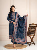 Navy Blue Printed Wool Blend Suit Set with Dupatta