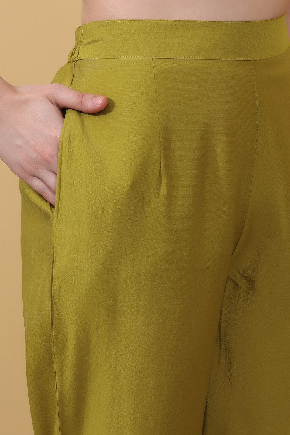 Yellow Roman Silk Embroidered Suit Set