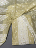Pastel Yellow Cotton Blend Unstitched Suit Material