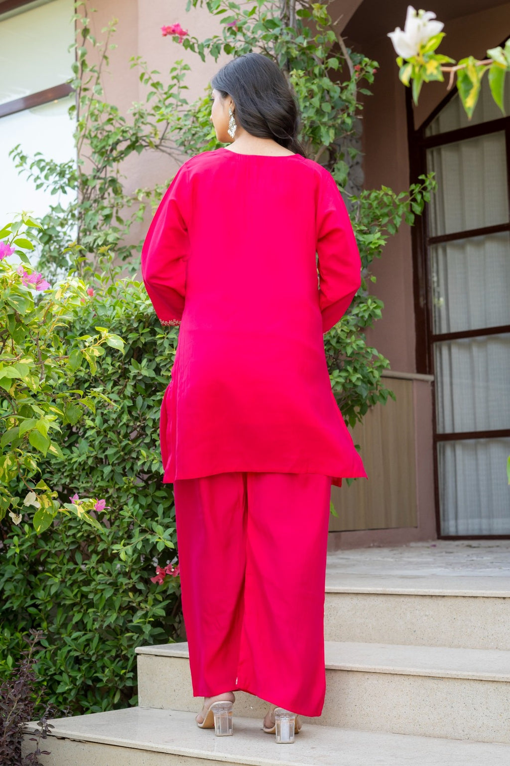 Fuchsia Pink Embroidered Co-Ord Set
