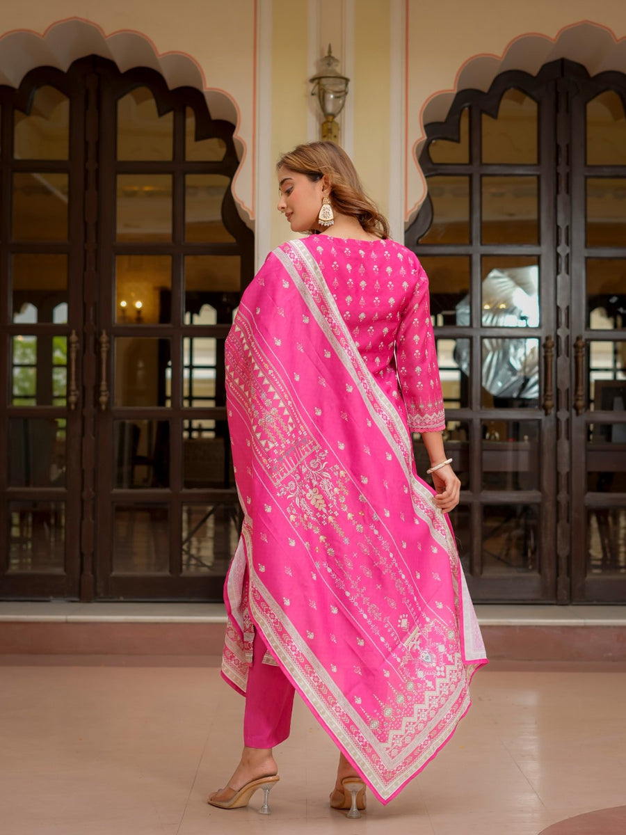 House of Sdaa  Pink Printed Kurta Set HSDAASKBC000011