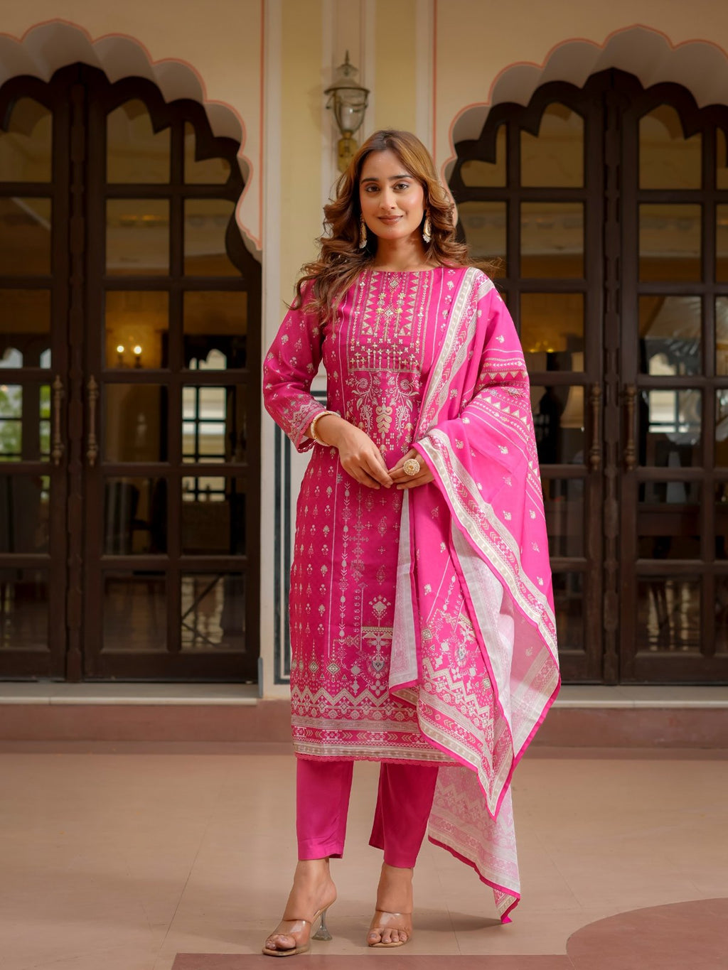 House of Sdaa  Pink Printed Kurta Set HSDAASKBC000011