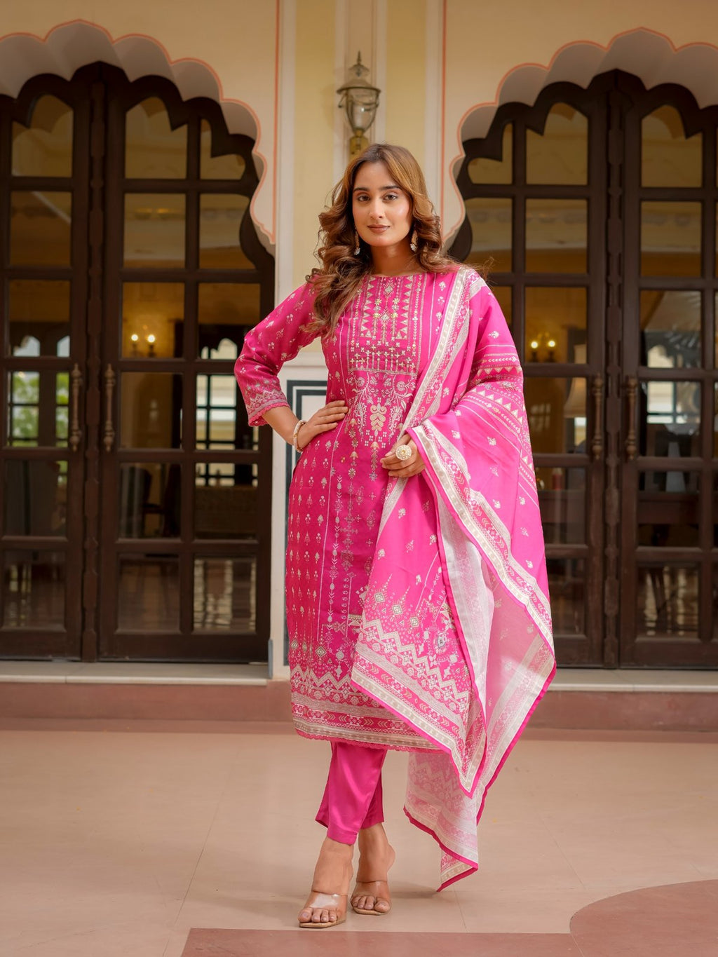 House of Sdaa  Pink Printed Kurta Set HSDAASKBC000011