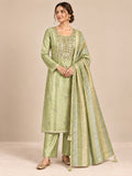 Tissue Silk Embroidered Unstitched Dress Material with Dupatta