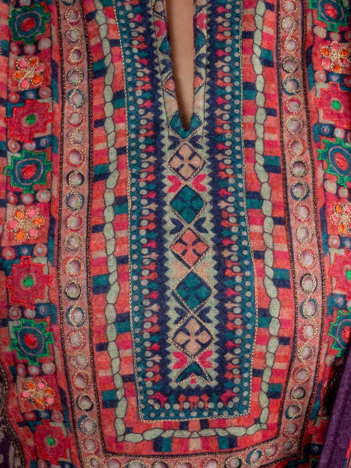 Wine Purple Paisley Printed Wool Blend Suit Set with Dupatta