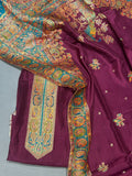 Purple Jacquard Silk Unstitched Dress Material