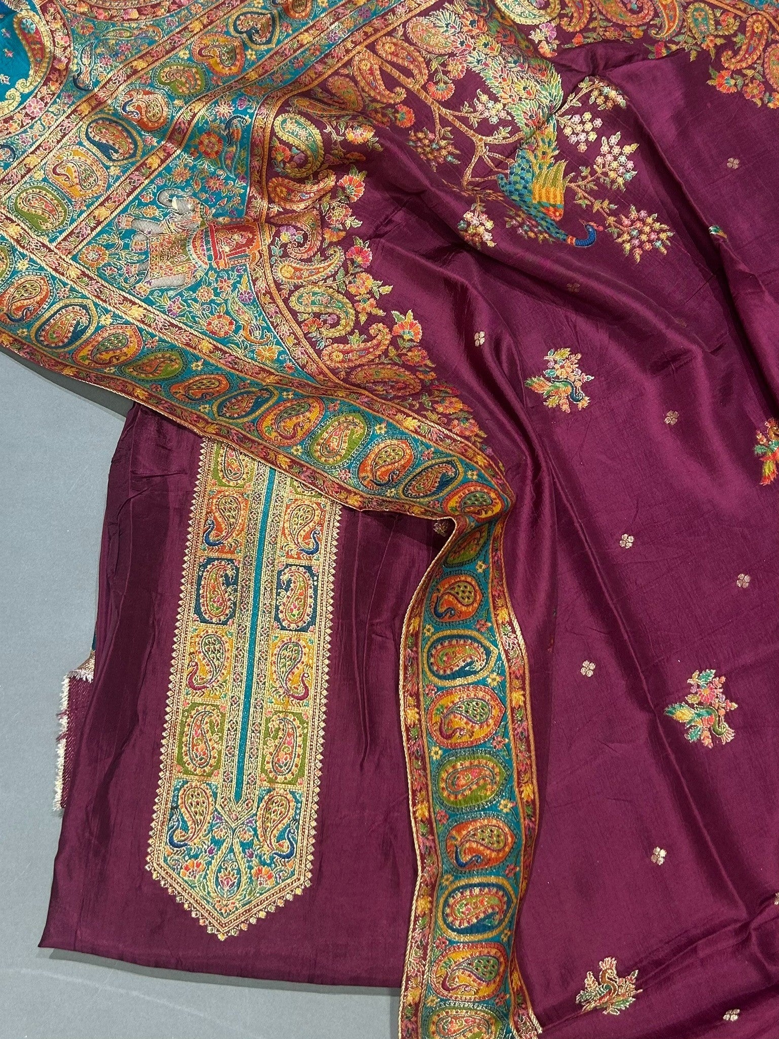 Purple Jacquard Silk Unstitched Dress Material