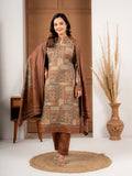 Rust Printed Wool Blend Suit Set with Matching Dupatta for Women