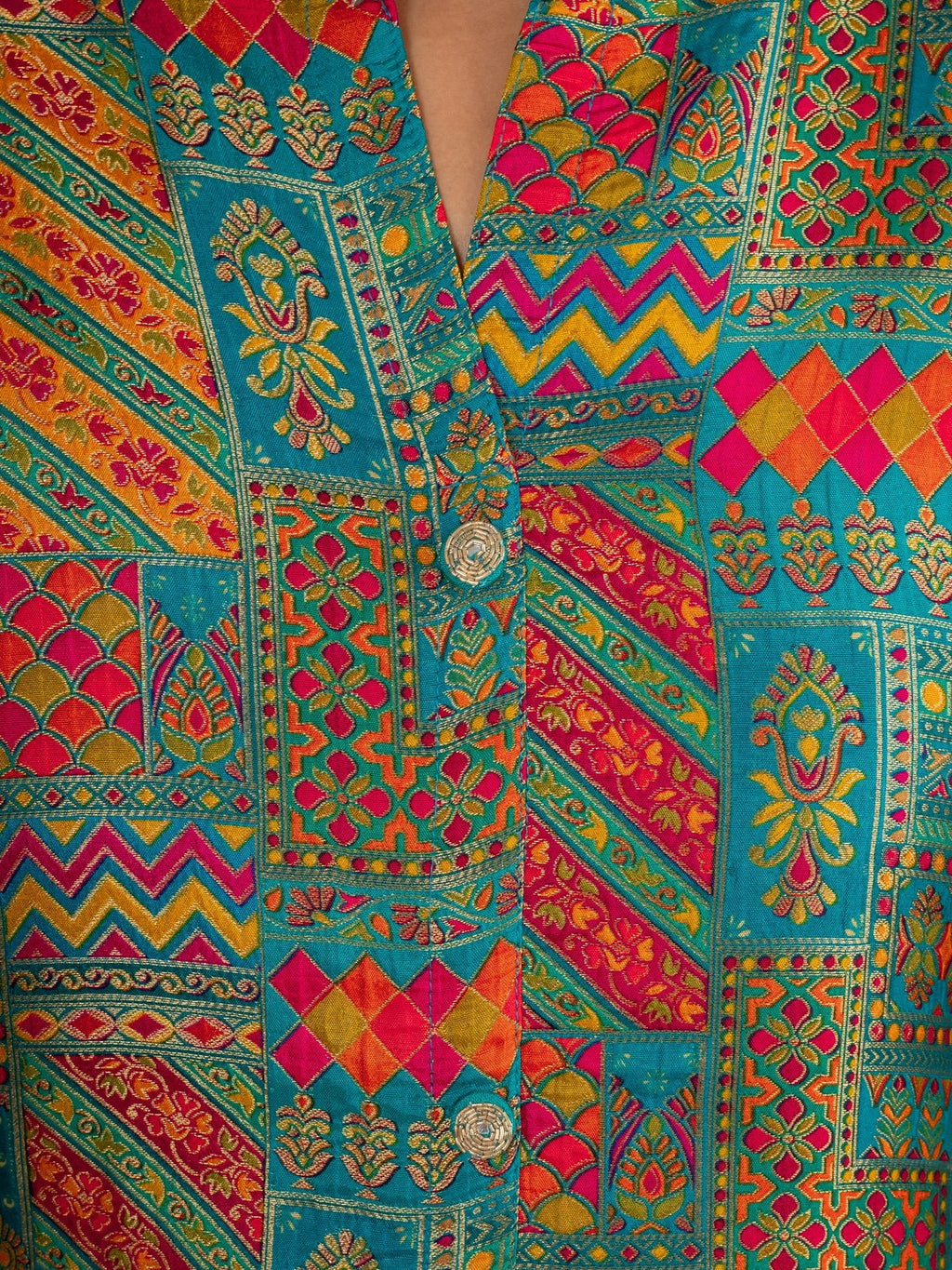 Blue Jacquard Silk Kurti Set for Women