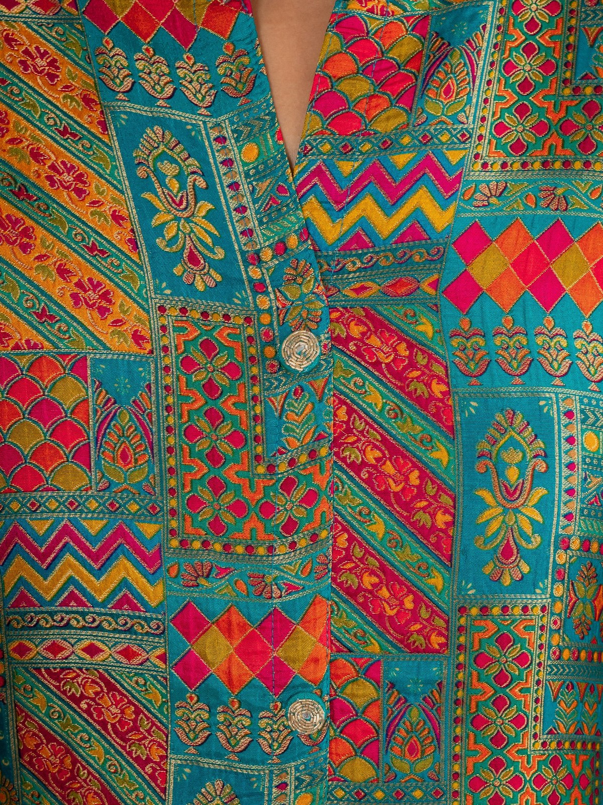 Blue Jacquard Silk Kurti Set for Women