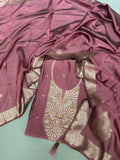 Plum Silk Blend Unstitched Dress Material