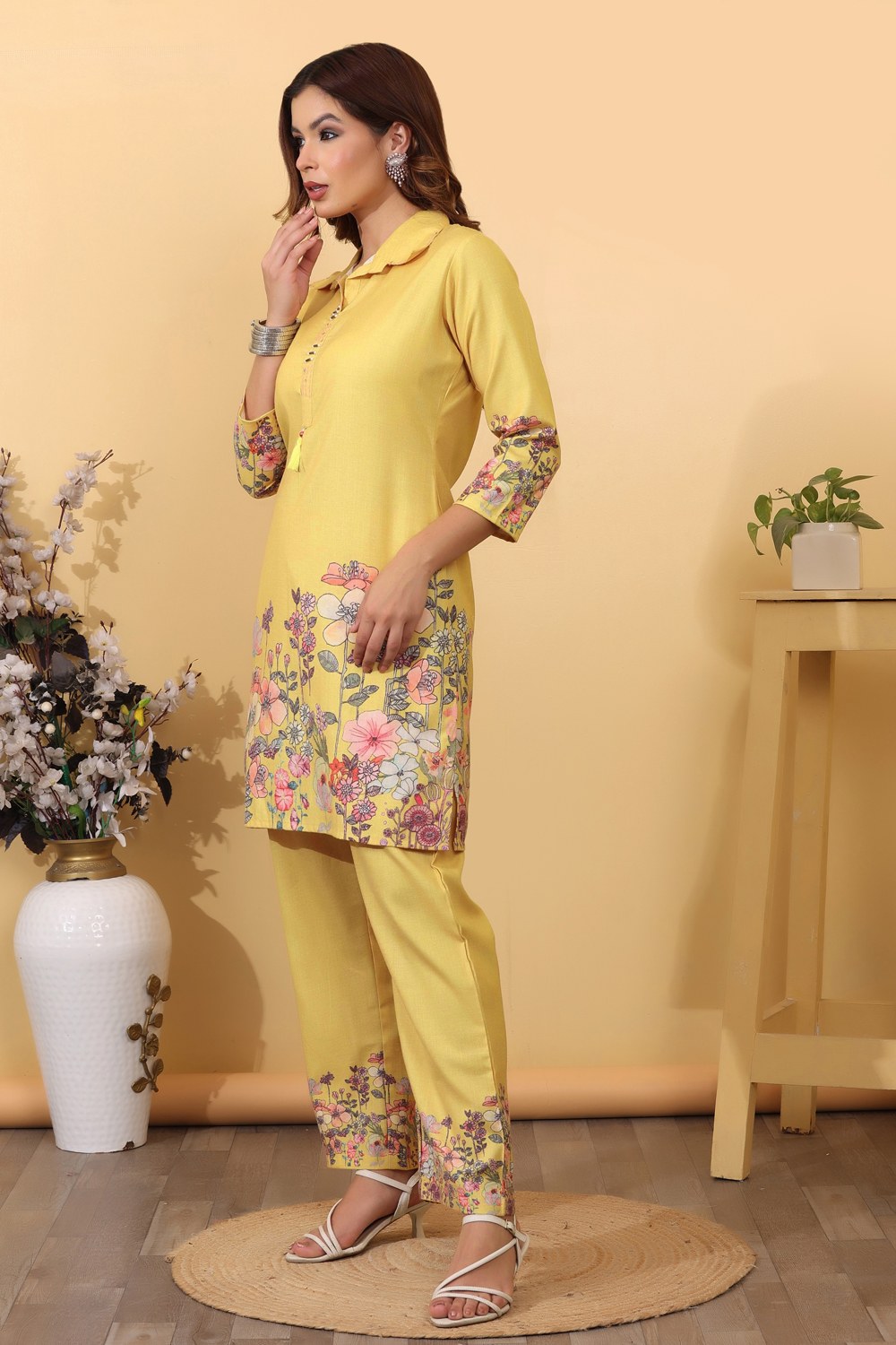 Mustard Cotton Floral Printed Co-Ord Set