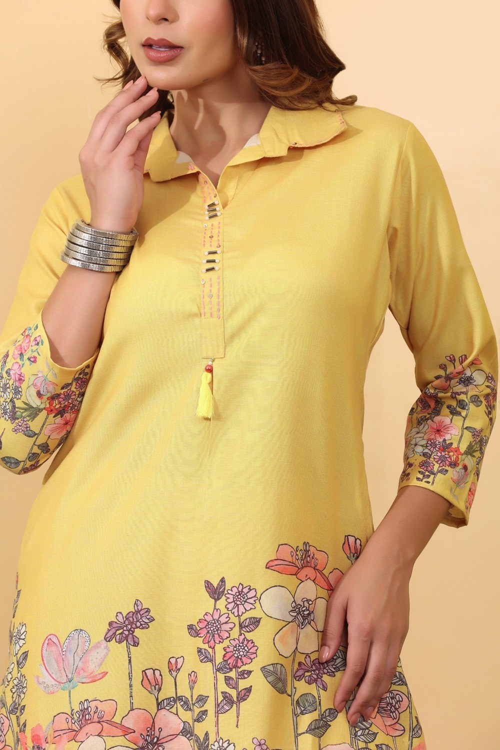 Mustard Cotton Floral Printed Co-Ord Set
